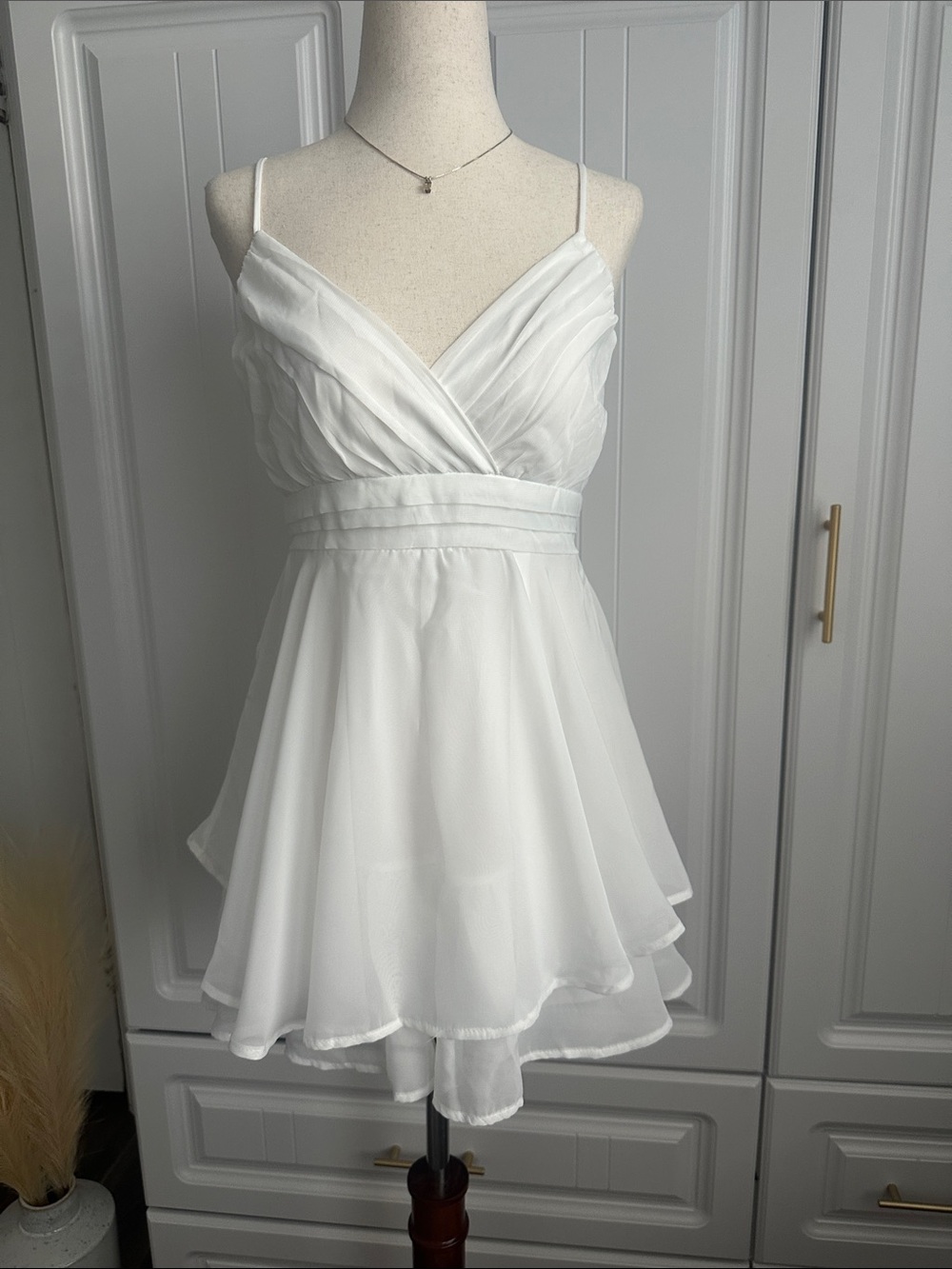 Altar'd State White Chiffon Double Layer Romper Dress Medium - Picture 4 of 14